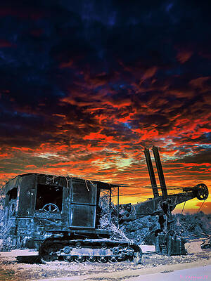Bicycle Wall Art featuring the digital art Old Steam Shovel In High Color by Rene Vasquez