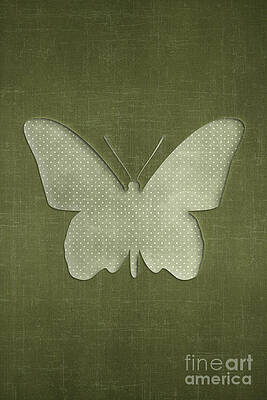 Elegant Butterfly Silhouette on Green Digital Art