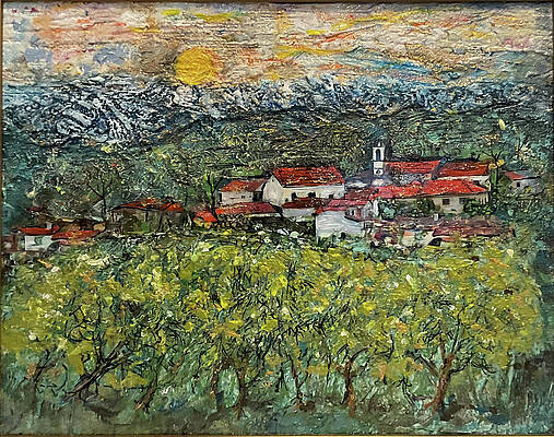 Wall Art featuring the mixed media Olive Groves At Sao Miguel Do Mato Village #1 by Susan Orosz