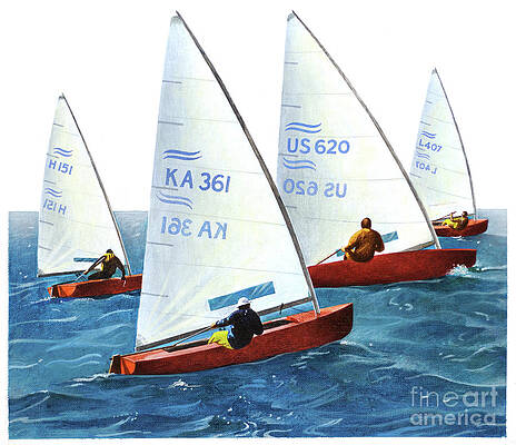 Boat Wall Art featuring the painting Olympic Yachting by Ross Goode