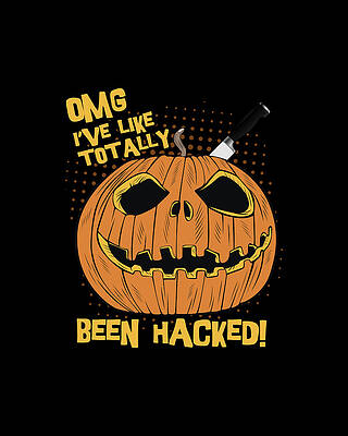 Pumpkin Wall Art featuring the digital art OMG Ive Been Hacked Funny Halloween Pumpkin by Flippin Sweet Gear