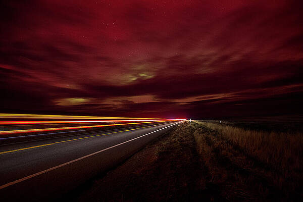 Sky Photograph - On A Dark Desert Highway - US 395 - Lassen County California by Mike Lee