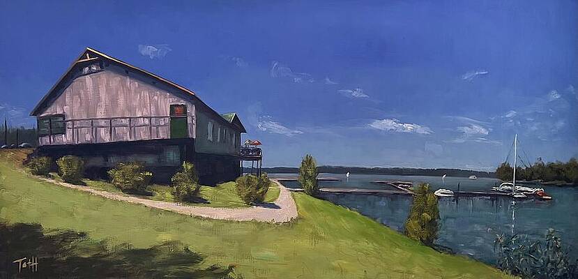 Sky Wall Art featuring the painting On The Bay by Laura Toth