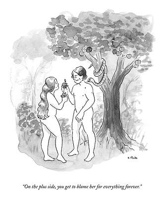 Adam Wall Art featuring the drawing On The Plus Side by Emily Flake