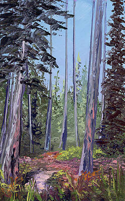 Trail Wall Art featuring the painting On The Way To Oldman Lake by Raette Meredith