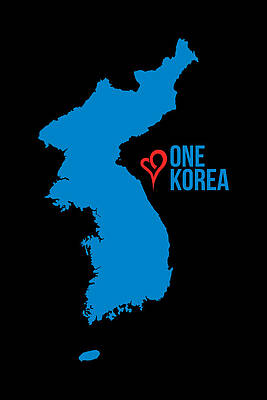 Cool Wall Art featuring the digital art One Korea Love Unification Flag by Flippin Sweet Gear