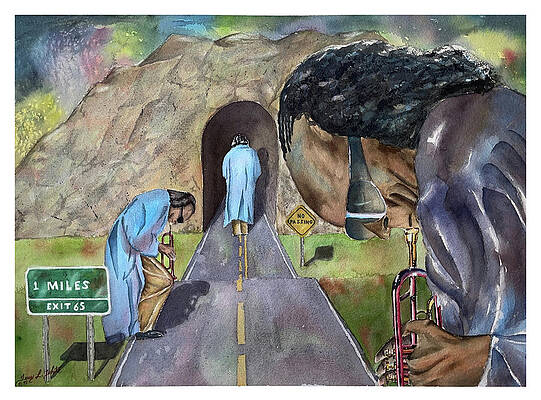 Jazz Wall Art featuring the painting One Miles by Terry White