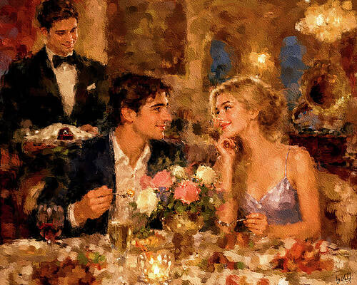 Romantic Dinner in Candlelight Digital Art
