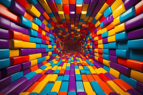 Geometric Digital Art - Op Art With A Burst Of Bright Colors No 1 by Andre Petrov