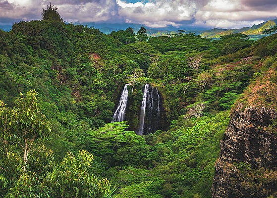 Paradise Photograph - 'Opaeka'a Falls, Wide Angle - Kauai, Hawaii by Abbie Warnock