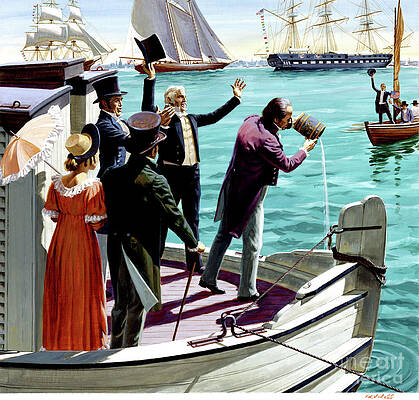 Boat Wall Art featuring the painting Opening Of Erie Canal by Ed Vebell