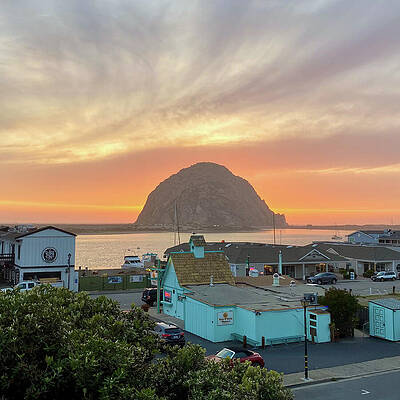 Wall Art featuring the photograph Orange Sunset Sky In Morro Bay by Matthew DeGrushe