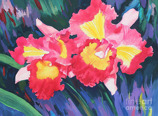 Garden Painting - Orchids - Laeliocattleya Prism Pall by Ren Yu