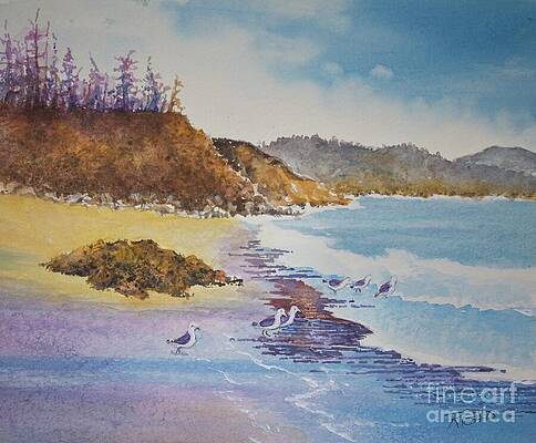 Wall Art featuring the painting Oregon Coast by Sybil Riead