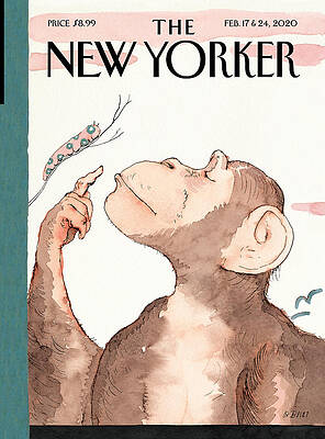 Thoughtful Monkey with Caterpillar Painting