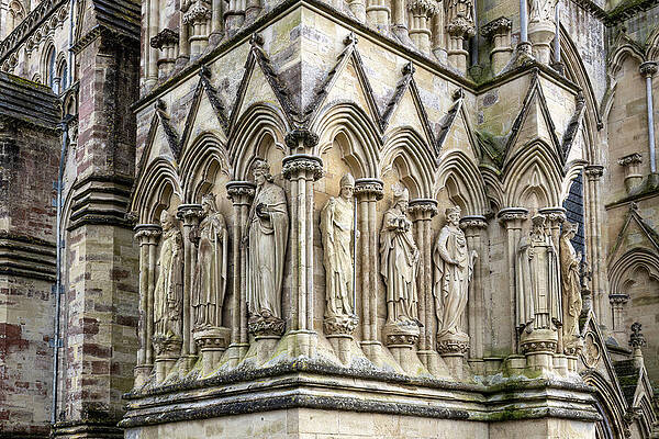 Ornate Cathedral Facade Statues Wall Art