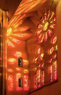 Beautiful Photograph - Ornate Windows Cast Shadows In La Sagrada Familia by Steven Heap