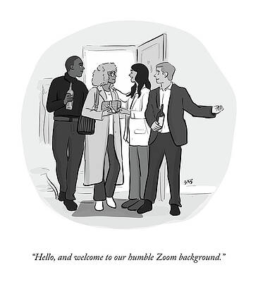 Casual Gathering in Monochrome Setting Drawing