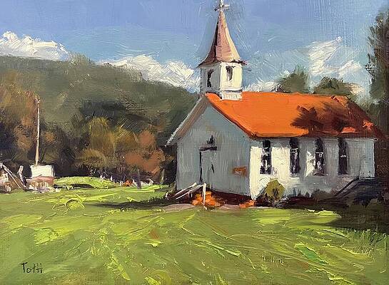 Sky Wall Art featuring the painting Country Church by Laura Toth
