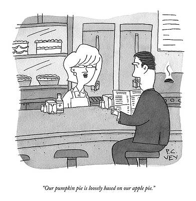 Recipe Drawing - Our Pumpkin Pie by Peter C Vey