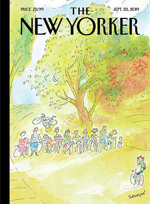 Cyclists Under a Sunlit Tree Painting