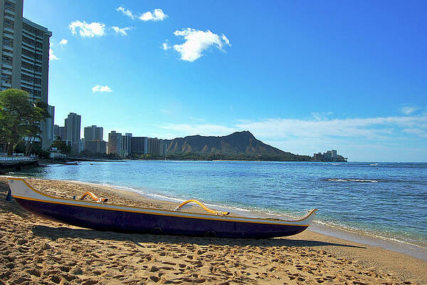 Wall Art featuring the photograph Outrigger Canoe On Waikiki Beach by Matthew DeGrushe