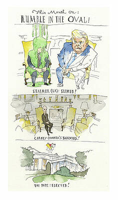 Caricature Painting - Oval Office Ambush by Barry Blitt