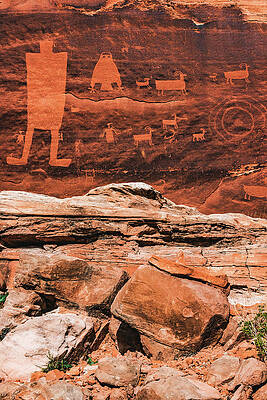 Alien Photograph - Owl Panel With Rocks, Moab, Utah - Vertical by Abbie Warnock