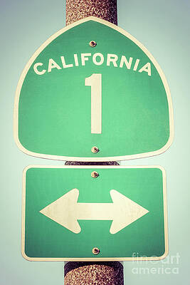 California Wall Art featuring the photograph Pacific Coast Highway Sign California State Route 1 by Paul Velgos