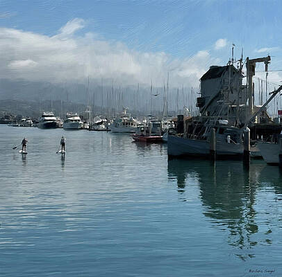 Paddleboarding Near the Harbor Wall Art