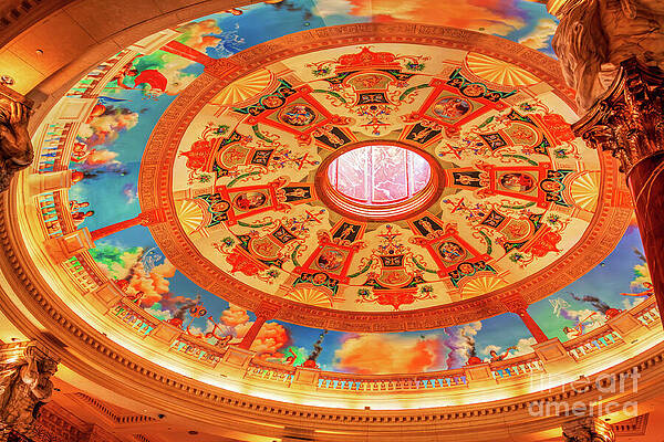 Vibrant Wall Art featuring the photograph Painted Dome Ceiling - Forum Shops Caesars Palace Las Vegas by Tatiana Travelways