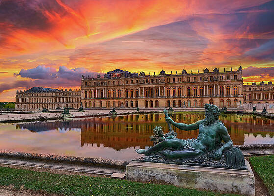 Majestic Photograph - Palace Of Versailles, Paris, France At Sunset by John Twynam