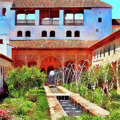 Wall Art featuring the mixed media Palacio De Generalife Alhambra by Tatiana Travelways