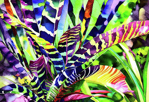 Natural Wall Art featuring the mixed media Panama Tropical Plants Abstract by Tatiana Travelways