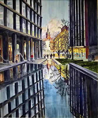 Wall Art featuring the painting Pancras Square Kings Cross London UK by Francisco Gutierrez