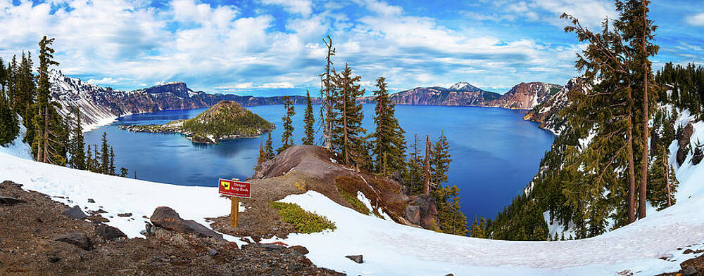 Wall Art featuring the photograph Panorama Of Crater Lake And Wizard Island, Oregon, USA by Miroslav Liska
