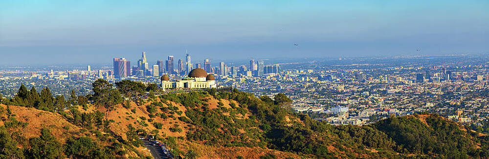 Wall Art featuring the photograph Panorama Of Griffith Observatory And Los Angeles Skyline by Miroslav Liska