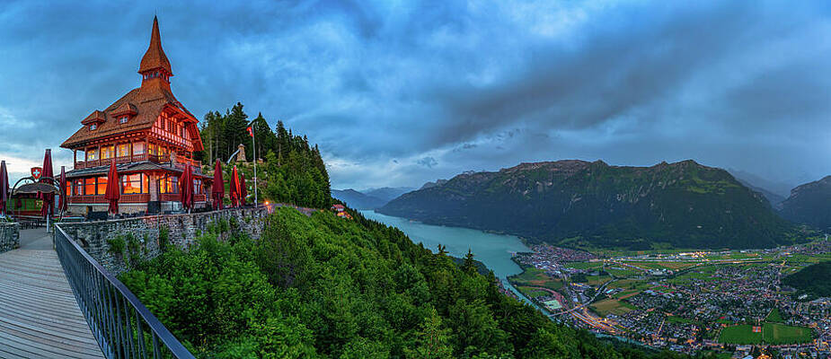 Wall Art featuring the photograph Panorama Of Interlaken And Lake Brienz From Harder Kulm In Switzerland by Miroslav Liska