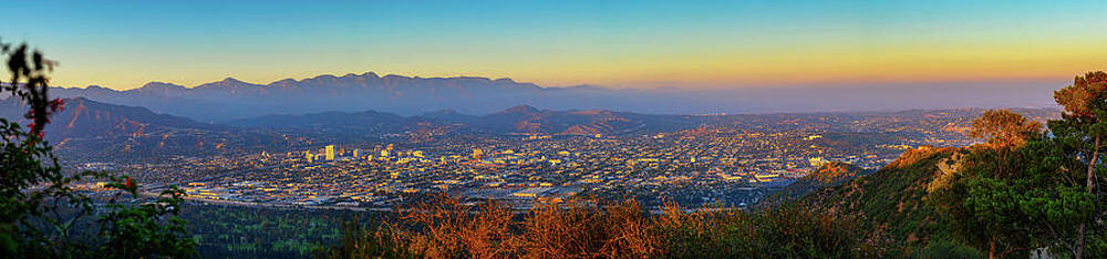 Wall Art featuring the photograph Panorama Of Sunset Above Glendale And San Gabriel Mountains In California by Miroslav Liska