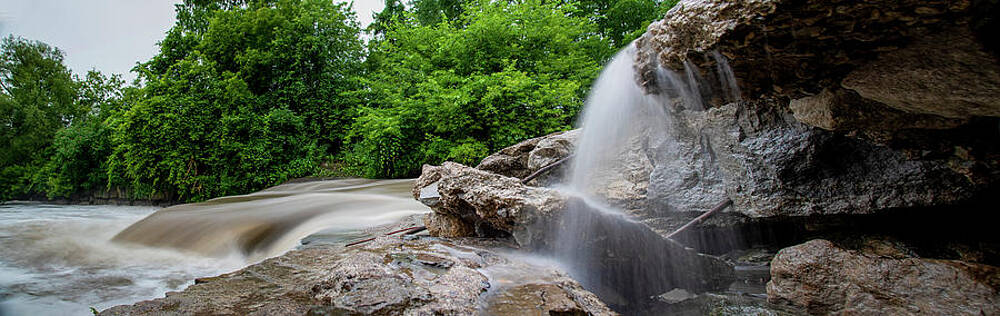 Wilderness Wall Art featuring the photograph Panoramic Of Small Waterfall In A Forest by John Twynam