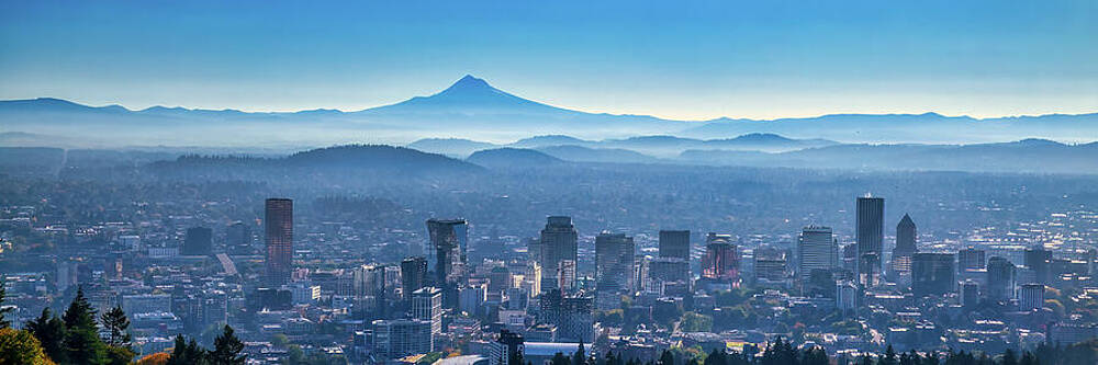 Mountain Photograph - Panoramic Portland Skyline by Bruce Block