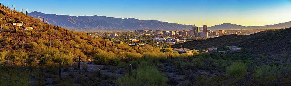 Wall Art featuring the photograph Panoramic View Of Tucson, Arizona, At Sunrise by Miroslav Liska