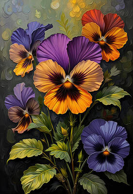 Vibrant Pansies in a Garden Digital Art