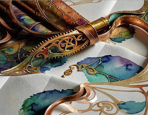 Intricate Wall Art featuring the digital art Paper Machinery by Eris And AI