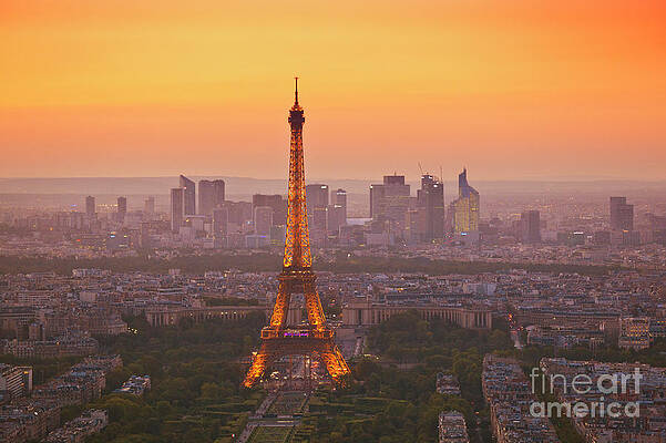 Dramatic Photograph - Paris Skyline And Eiffel Tower At Sunset, Paris, France by Neale And Judith Clark