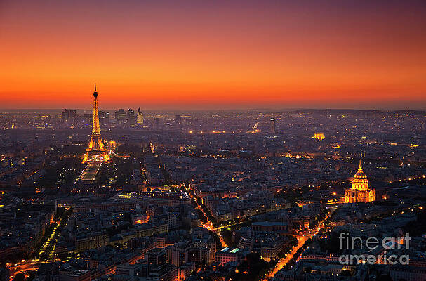 Dramatic Photograph - Paris Skyline At Sunset by Neale And Judith Clark
