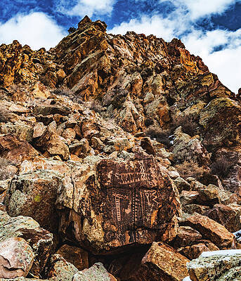 Landscape Photograph - Parowan Gap Petroglyphs, Utah - Vertical by Abbie Warnock