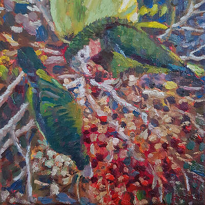 Wall Art featuring the painting Abaco Parrots Series I by Ritchie Eyma