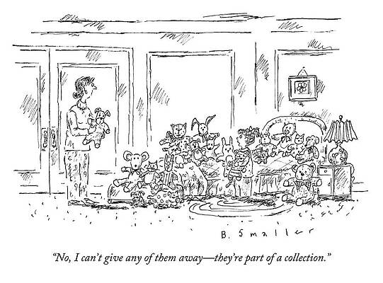 Stuffed Animal Wall Art featuring the drawing Part Of A Collection by Barbara Smaller