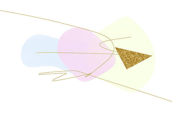 Wall Art featuring the digital art Pastels With Gold Triangle One Of Two by Alison Frank